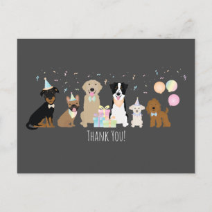 Carte Postale Fête d'anniversaire Merci Chiens