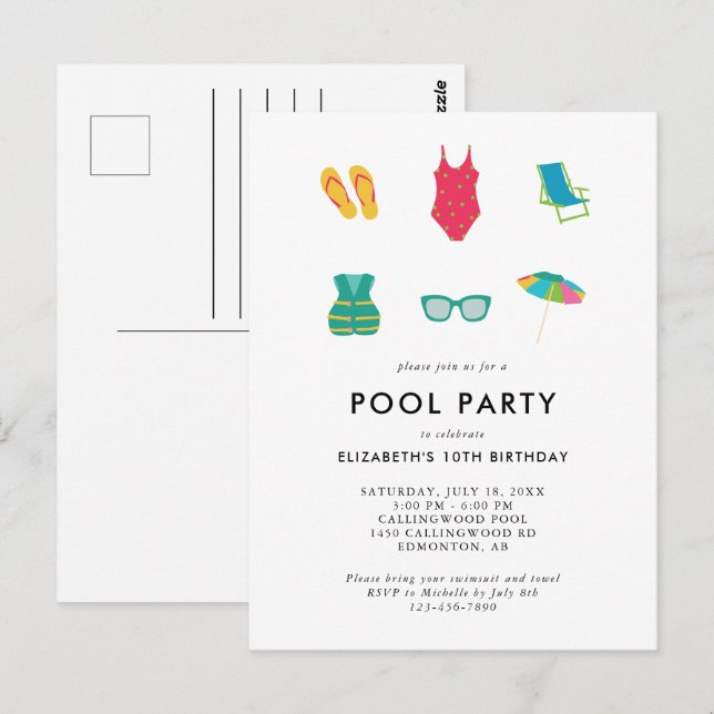Carte Postale Fête d'anniversaire Minimal Simple Coloré Mignon P (Devant / Derrière)