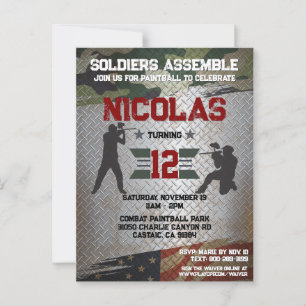 Carte Postale Fête d'anniversaire Paintball Camo Militaire USA I