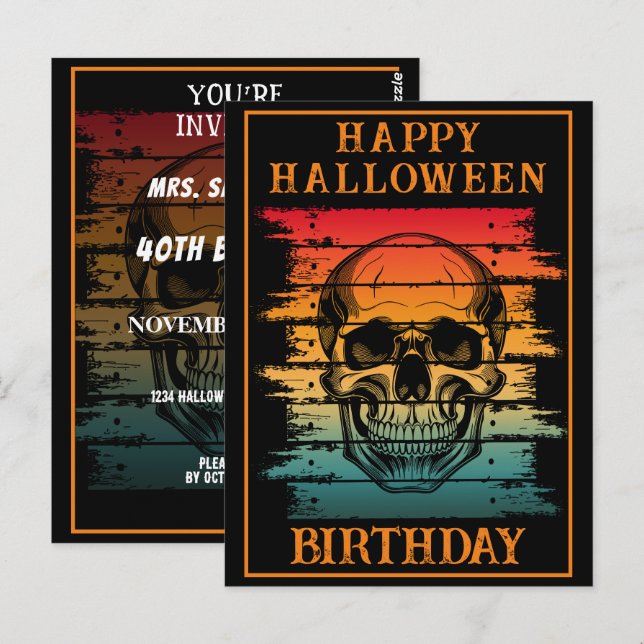 CARTE POSTALE FÊTE D'ANNIVERSAIRE PERSONNALISÉE HALLOWEEN FÊTE (Devant / Derrière)