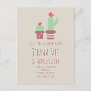 Carte Postale Fête d'anniversaire plantes de cactus modernes en