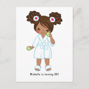 Carte Postale Fête d'anniversaire pyjama spa pour fille afro-amé