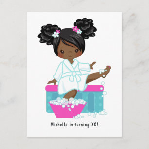Carte Postale Fête d'anniversaire pyjama Spa pour fille afro-amé