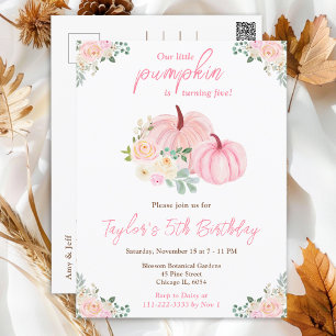 Carte Postale Fête d'anniversaire rose Citrouille