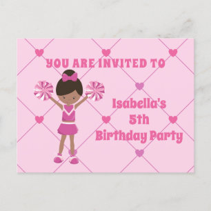Carte Postale Fête d'anniversaire rose de cheerleader afro-améri