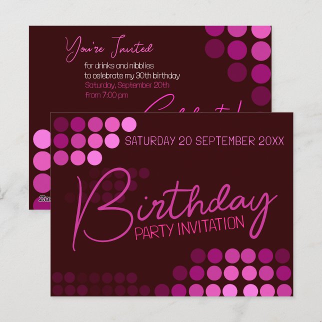 Carte Postale Fête d'anniversaire rose moderne funky (Devant / Derrière)