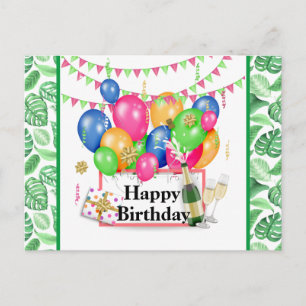 Carte Postale Fête d'anniversaire tropicale joyeuse
