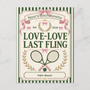 Carte Postale Fête de bachelorette de tennis personnalisée vert