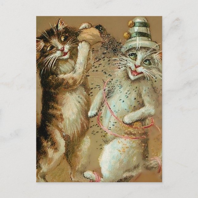 Carte Postale « Fête de chats avec confettis » par Maurice Boula (Devant)