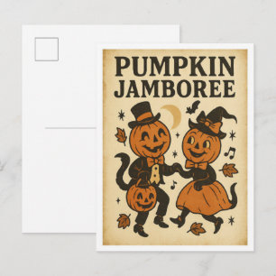Carte Postale Fête de citrouilles d'Halloween vintage