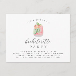 Carte Postale Fête de Fiançailles Minimaliste Cocktail Aquarelle