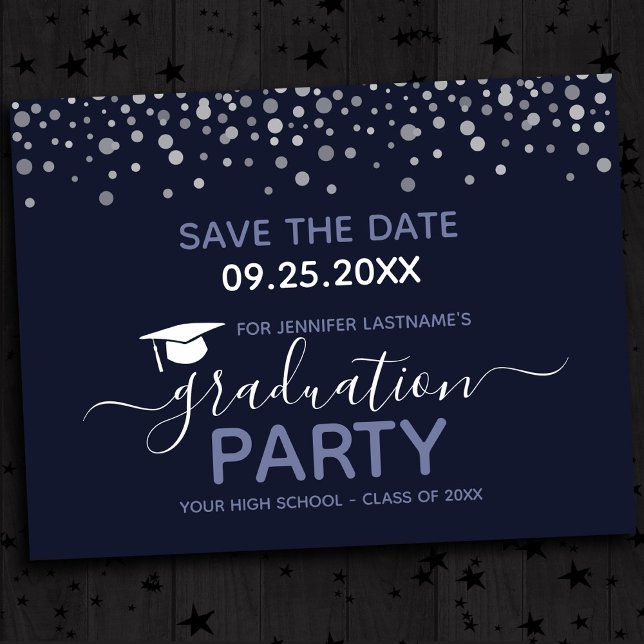 Carte Postale Fête de fin d'études Enregistrer la date Invitatio (Créateur téléchargé)