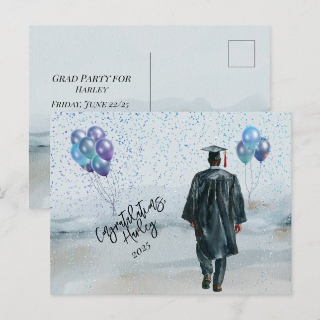 Carte Postale Fête de fin d'études Félicitations au fils (Devant / Derrière)