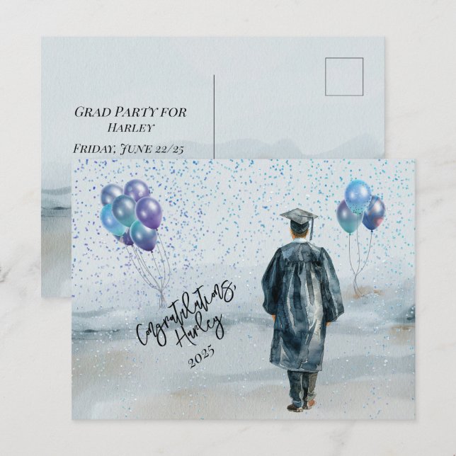 Carte Postale Fête de fin d'études Félicitations Fils (Devant / Derrière)