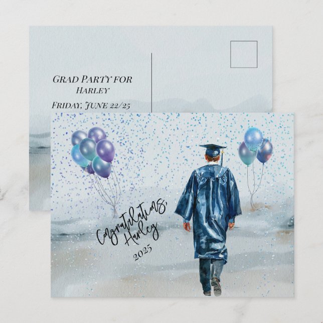 Carte Postale Fête de fin d'études Félicitations Fils (Devant / Derrière)