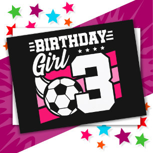 Carte Postale Fête de football de 3 ans pour fille de 3 ans