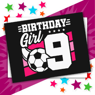 Carte Postale Fête de football de 9 ans 9e anniversaire fille
