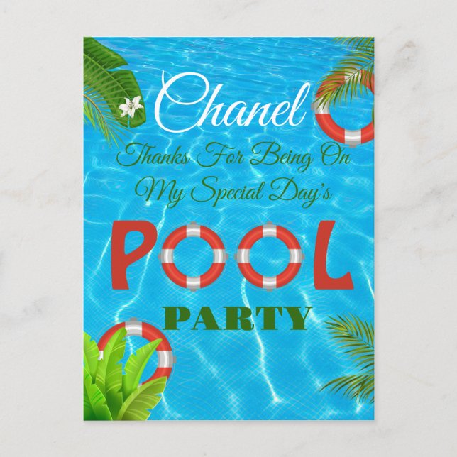 Carte Postale Fête de la piscine tropicale | Anniversaire d'été (Devant)