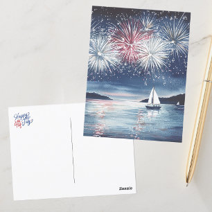 Carte Postale Fête de l'aquarelle sur le lac Happy 4e