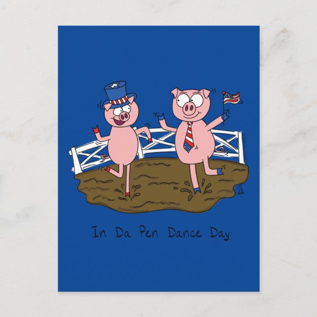 Carte Postale Fête de l'Indépendance Chiens amusants 4 juillet (Devant)