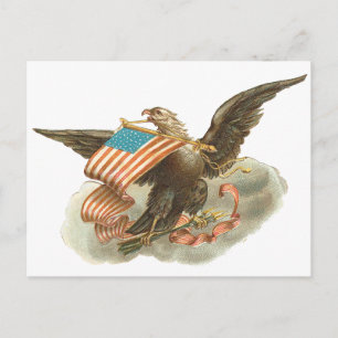 Carte Postale Fête de l'Indépendance vintage Design d'aigle