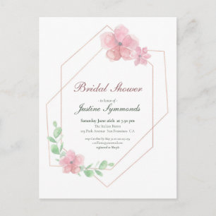 Carte Postale Fête de l'mariée florale géométrique Rose Gold