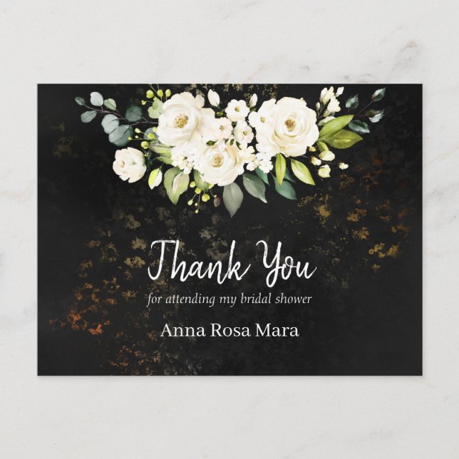 Carte Postale *~* Fête de mariage aquarelle rustique rose blanch (Devant)