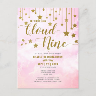 Carte Postale Fête de mariage rose pastel rêveuse sur un nuage