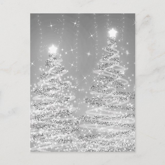 Carte Postale Fête de Noël Arbres pétillants Argent (Devant)