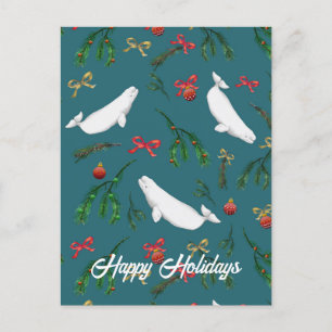Carte Postale Fête de Noël de baleines de Beluga