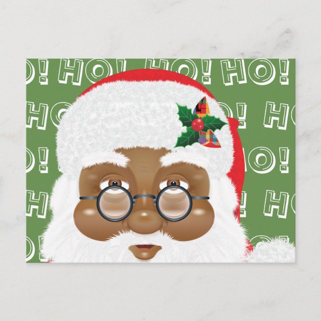 Carte Postale Fête de Noël du Père Noël africain américain (Devant)