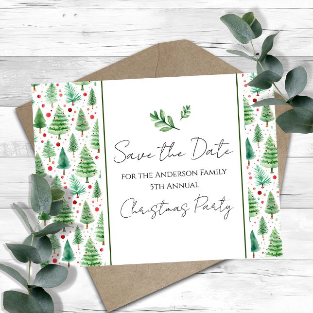 Carte Postale Fête de Noël familiale Enregistrer l'arbre des dat (Créateur téléchargé)