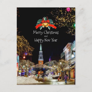 Carte Postale Fête de Noël, lumières vives et baubles