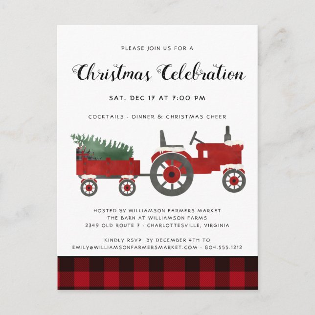 Carte Postale Fête de Noël Russe Buffalo Plaid Fête (Devant)