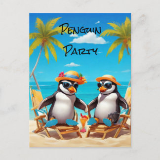 Carte Postale Fête de pingouins