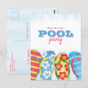 Carte Postale Fête de piscine à pivots en aquarelle simple