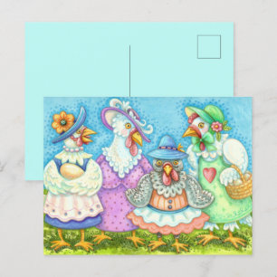 Carte Postale FÊTE DE POULES, AMIS À PLUMES DE CAMPAGNE Drôle