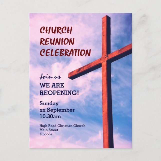 Carte Postale FÊTE DE RÉUNION DE L'ÉGLISE Réouverture DE L'INVIT (Devant)