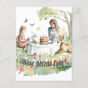 Carte Postale Fête de thé mère fille