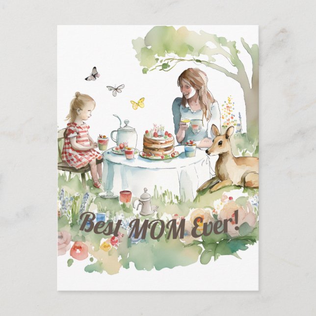 Carte Postale Fête de thé mère fille (Devant)