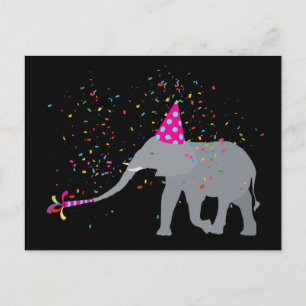 Carte Postale Fête d'Éléphants - Des Animaux qui Font la Fête