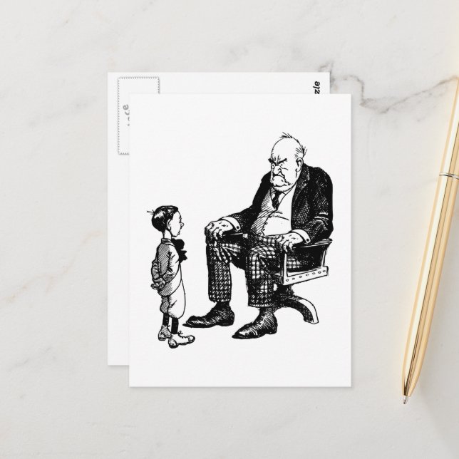 Carte Postale Fête Des Grands-Parents - Grand-Père Et Enfants (Devant/Arrière en situation)