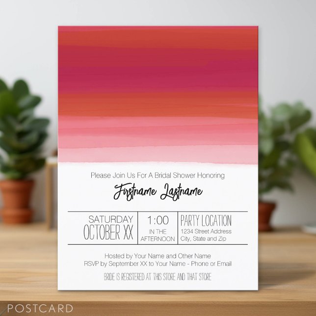 Carte Postale Fête des mariées Abstraite Aquarelle moderne (Custom Postcard)