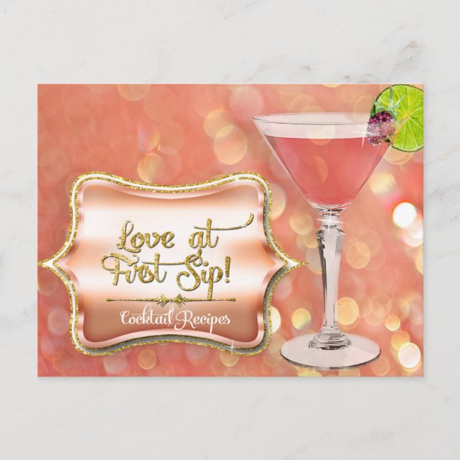 Carte Postale Fête des mariées Cocktail Recette Lumières Twinkle (Devant)