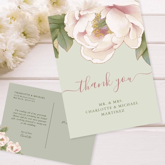 Carte Postale Fête des mariées de Merci florale Sage & Blush Peo (Créateur téléchargé)