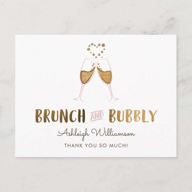 Carte Postale Fête des mariées Gold Brunch & Bubbly | MERCI (Devant)