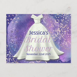 Carte Postale Fête des mariées Mariage Gown violet & Rose Gold G