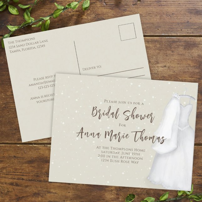 Carte Postale Fête des mariées Minimaliste Robe simple Mariage (Créateur téléchargé)