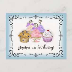 Carte Postale Fête des mariées Recette Cupcakes Scrolls Retro