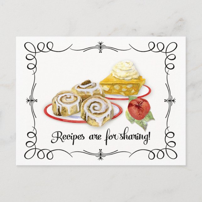 Carte Postale Fête des mariées Recette Desserts Scrolls Rétro (Devant)